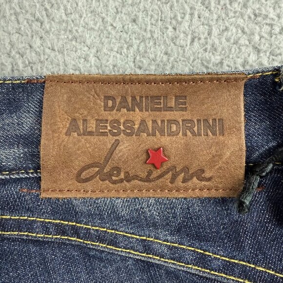 Daniele Alessandrini Jeans Mens 28 Pants Blue Denim Slim Fit Dark Button Fly 1 - Picture 6 of 12
